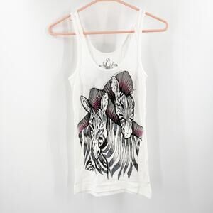 Key Closet Tank Top Size Extra Small NEW Zebra Ribbed Y2K Style 2000s Cotton USA